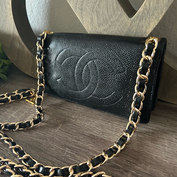 🖤Vintage Chanel Timeless Clutch Wallet on a Chain 2way Wristlet Crossbody Revamp - Picture 4 of 17